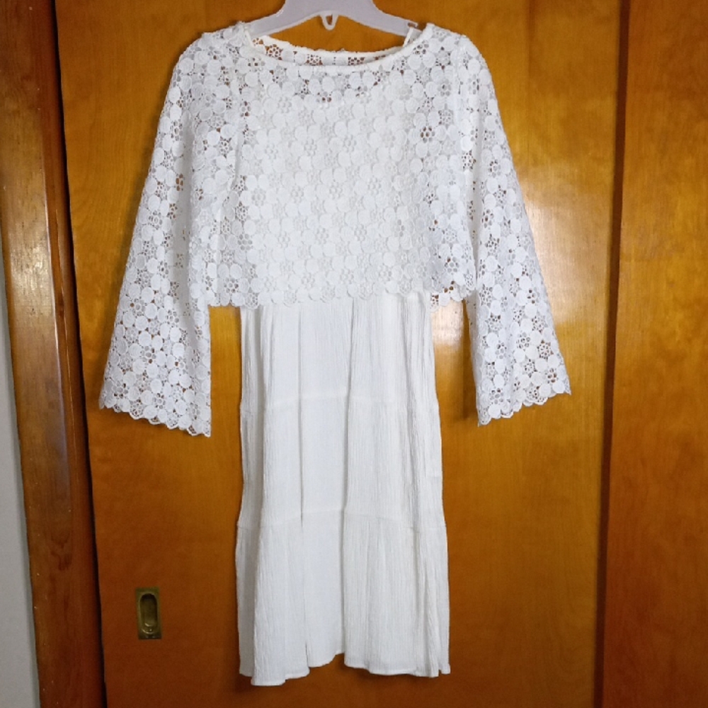 ZARA White Lace Overlay Easter Sunday  Dress Size 9